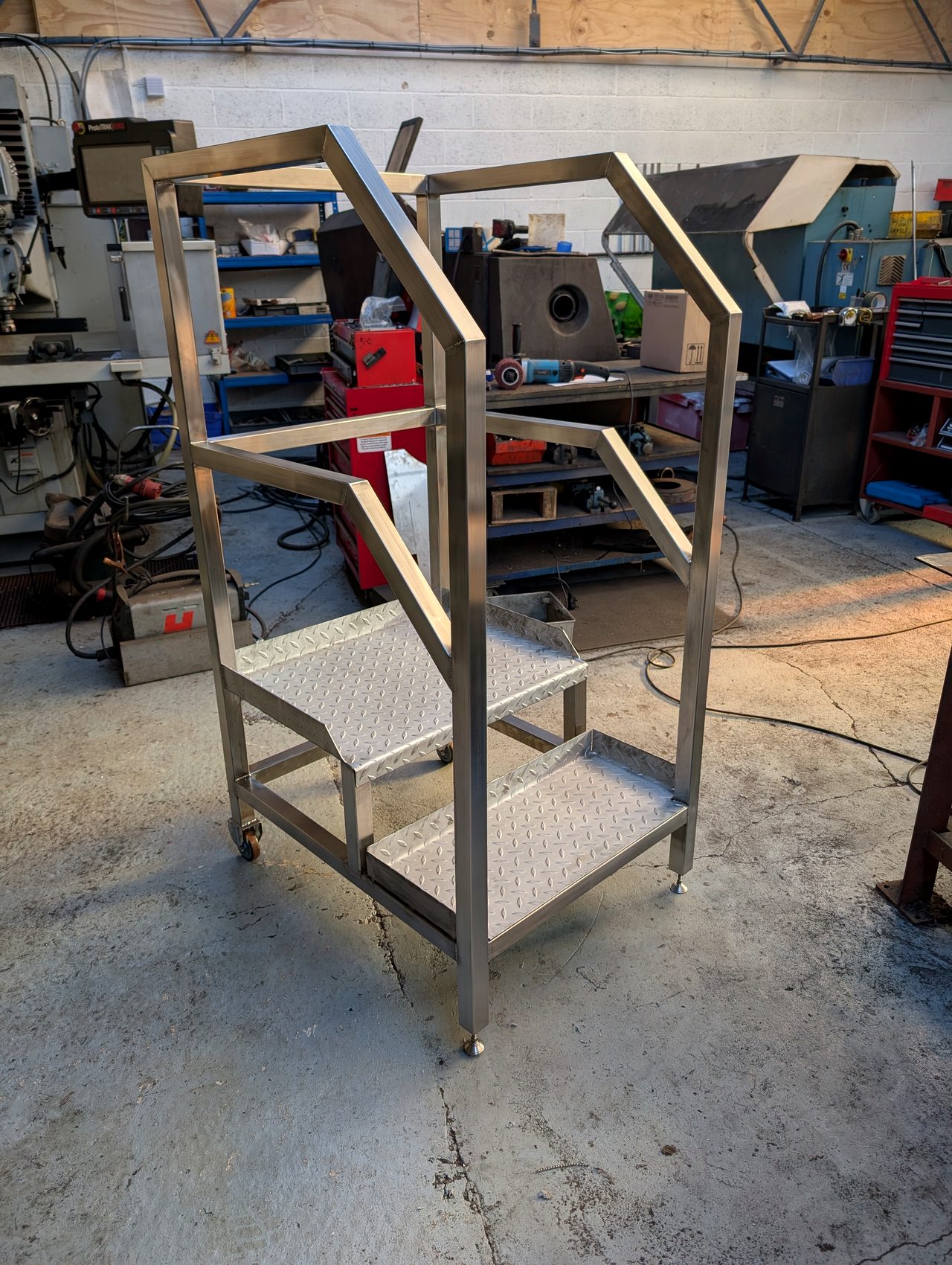 Fabricated metal frame in the workshop