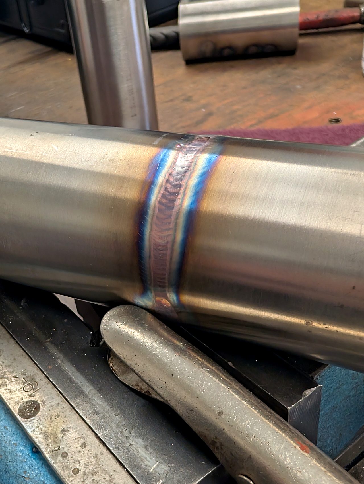Clean TIG weld on round stainless tube
